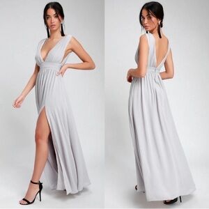 Lulus Heavenly Hues Maxi Dress Light Grey Size Large (10-12) NWT